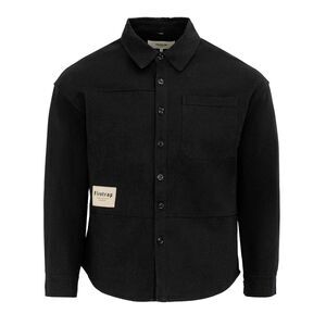 Firetrap Mens Logo Heavy Long-Sleeved Shirt / Black